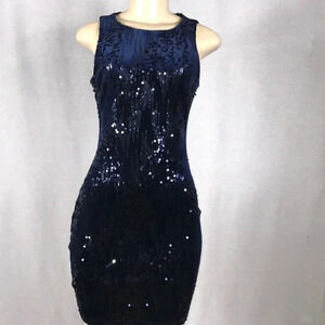 Emerald Sundae Velvet Sequence Blue Dress Size Small New With Tags